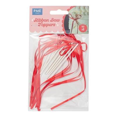 PME Ribbon Bow Cake Toppers Red Pack of 8