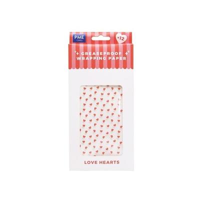 PME Love Hearts Valentines Wrapping Parchment Paper 12 sheets