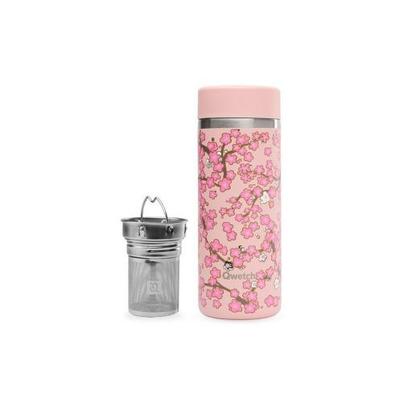 Qwetch Insulated Teamug with Filter Flowers Pastel Rose 400ml 