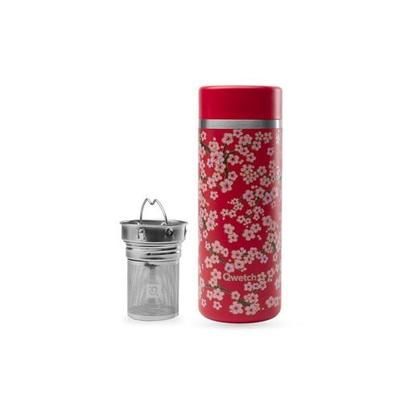 Qwetch Insulated Teamug with Filter Flowers Red 400ml