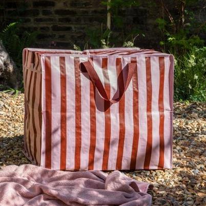 Rex Jumbo Storage Bag Pink & Brown Stripe