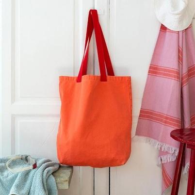 Rex Two-Tone Cotton Tote Bag Coral 