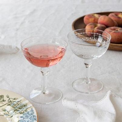 Rex Vintage Etched Coupe Glasses Set of 2