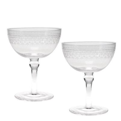 Rex Vintage Etched Coupe Glasses Set of 2