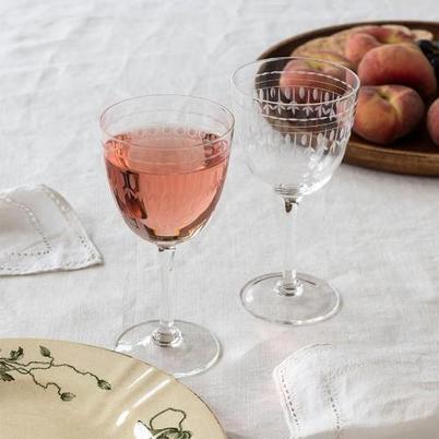 Rex Vintage Etched Wine Glasses Set of 2