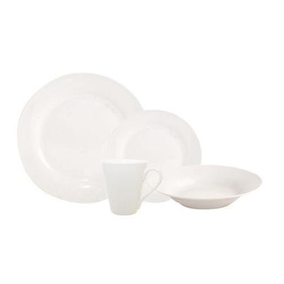 Rayware White Porcelain Milan Rim Dinner Set 16pc