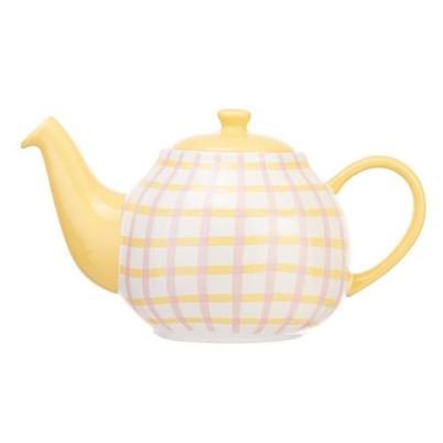 SIIP Gingham Pink 6 Cup Teapot 