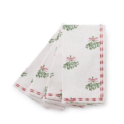 Sophie Allport Mistletoe Embroidered Edge Napkins Set of 4