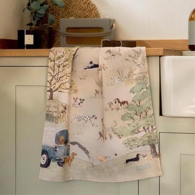 Sophie Allport Tails & Trails Scene Tea Towel
