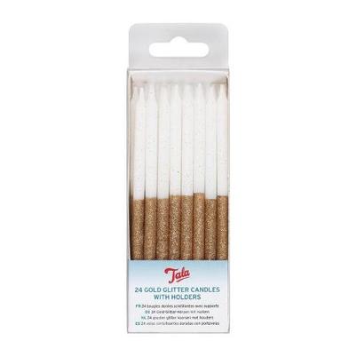 Tala Gold Glitter Candles Pack of 24 