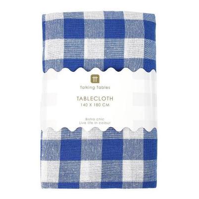 Talking Tables Bon Appetit Blue & White Fabric Gingham Tablecloth