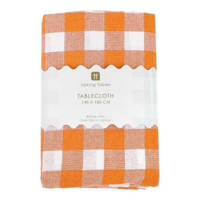 Talking Tables Bon Appetit Orange Fabric Gingham Tablecloth