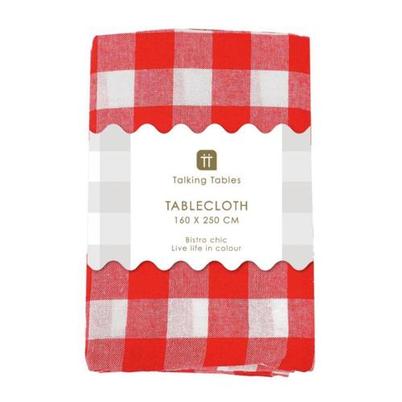 Talking Tables Bon Appetit Red & White Fabric Gingham Tablecloth