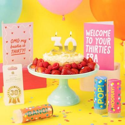 Talking Tables Luxe Milestone Birthday Candle White & Gold Number 30
