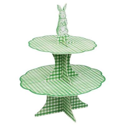 Talking Tables Toile de Jouy & Gingham Green Reversible Cake Stand