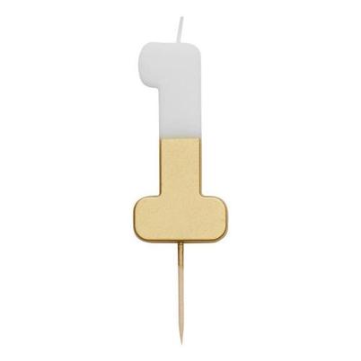 Talking Tables White & Gold Birthday Number Candle 