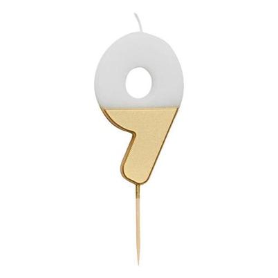 Talking Tables White & Gold Birthday Number Candle 