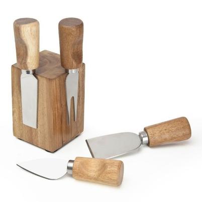 Taylor's Eye Witness 4 Piece Acacia Wood Cheese Knife Block Set