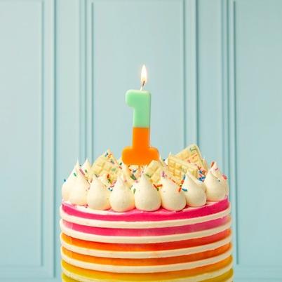 TT Orange & Mint Green Number 1 Birthday Candle
