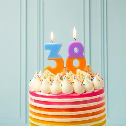 TT Orange & Light Blue Number 3 Birthday Candle
