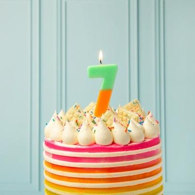 TT Orange & Sage Green Number 7 Birthday Candle