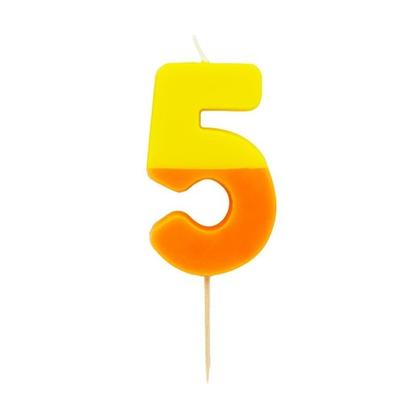 TT Orange & Yellow Number 5 Birthday Candle