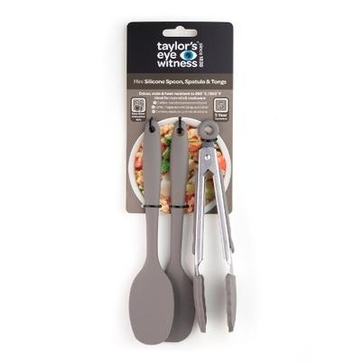 Taylor's Eye Witness Mini Silicone Spoon, Spatula & Tongs Set Grey