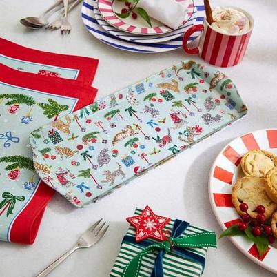 Ulster Weavers Christmas Cats Seafoam Tray