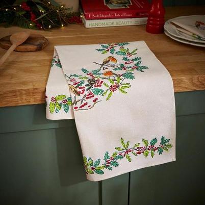 Ulster Weavers Christmas Robins Green Tea Towel 