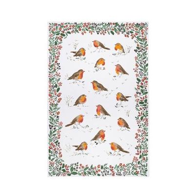 Ulster Weaver Recycled Cotton Robins & Berry Tea Towel