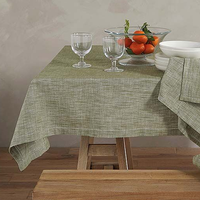 Walton & Co Chambray Tablecloth Olive 