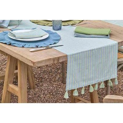 Walton & Co Carousel Stripe Sky Table Runner 