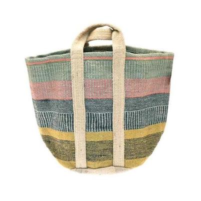 Walton & Co Jute Storage Basket Pink Green