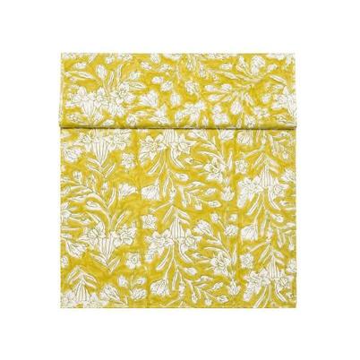 Walton & Co Lily Handblock Print Lemon Table Runner 