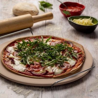 World Foods 13- Pizza Stone With Serving Rack