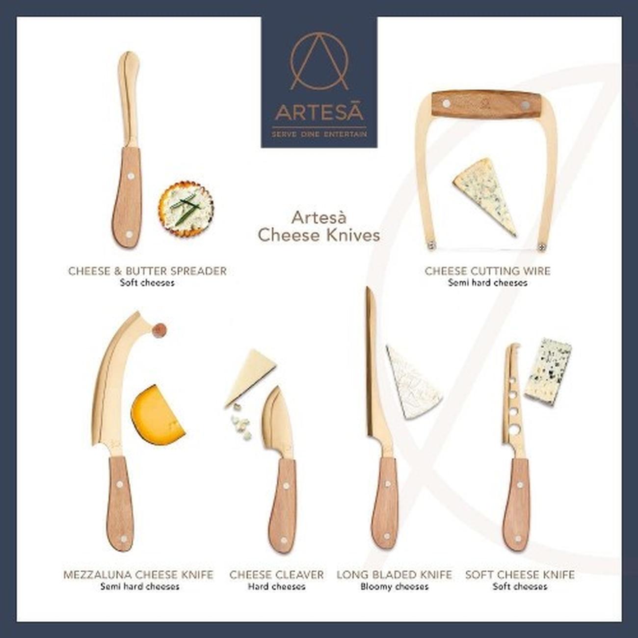 artesa-brass-coloured-cheese-cutting-wire - Artesa Acacia Handle Cheese Cutting Wire