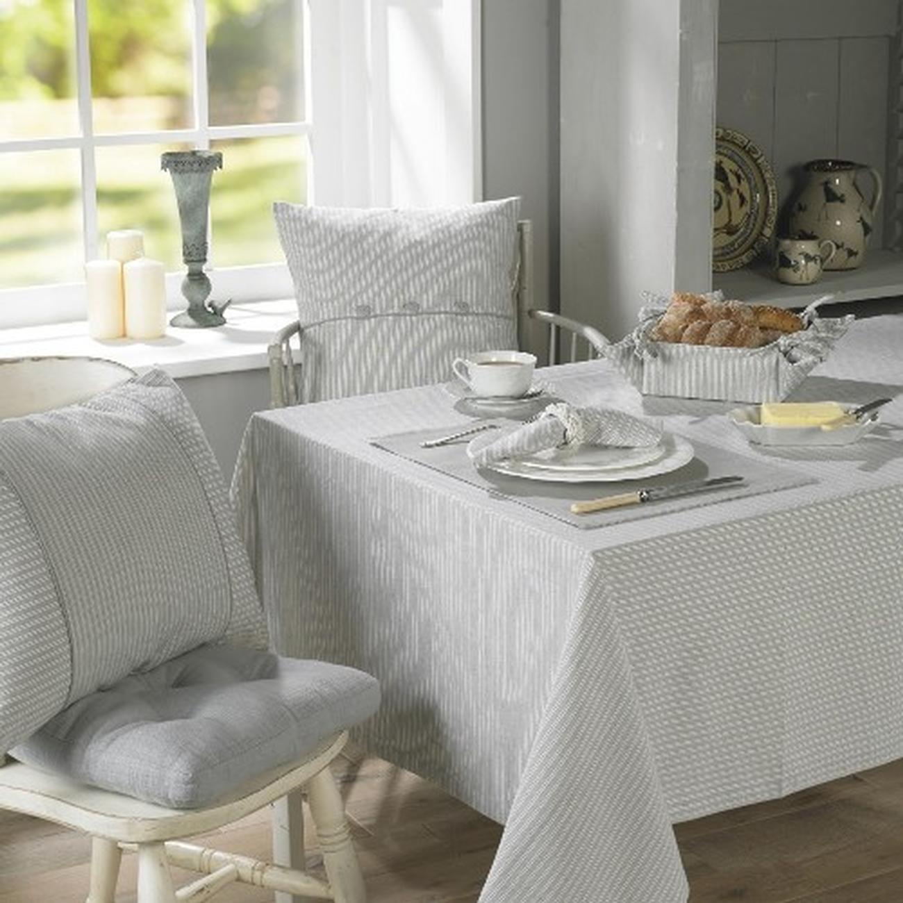 Walton & Co County Ticking Tablecloth Suffolk Grey 150 x 280cm