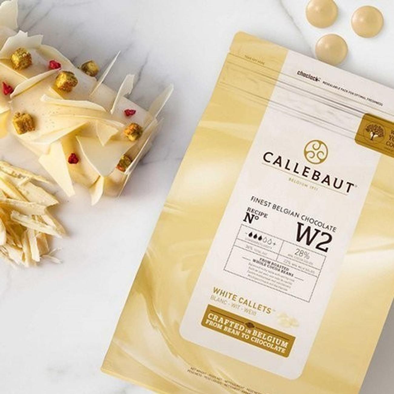 callebaut-no-w2-belgian-white-chocolate-400g-bag - Callebaut No W2 Belgian White Chocolate 28% 400g
