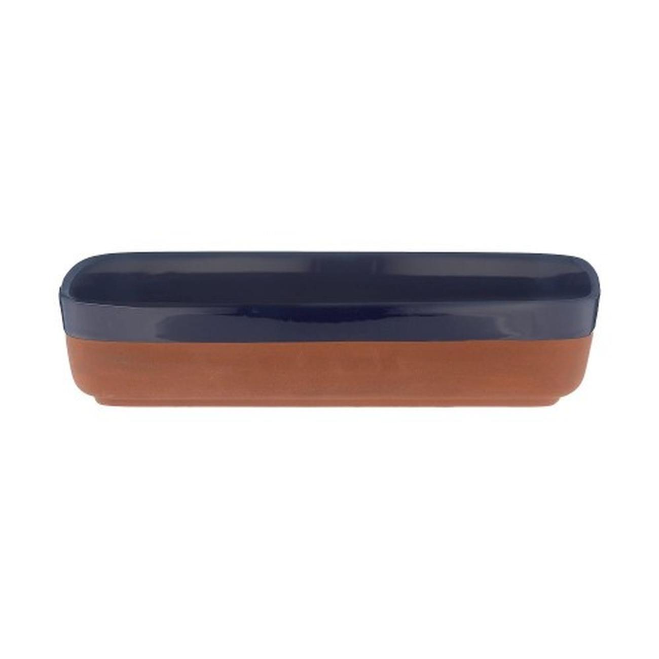 world-foods-terracotta-rectangular-dish-navy-25x17cm-typhoon - World Foods Terracotta Rectangular Dish Navy 25x17cm