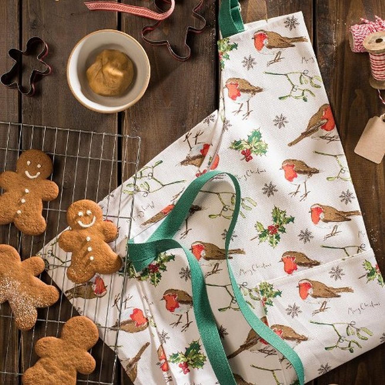 ulster-weavers-cotton-apron-Christmas-robins-and-holly-Madeleine-Floyd - Ulster Weavers Madeleine Floyd Cotton Apron Robins & Holly