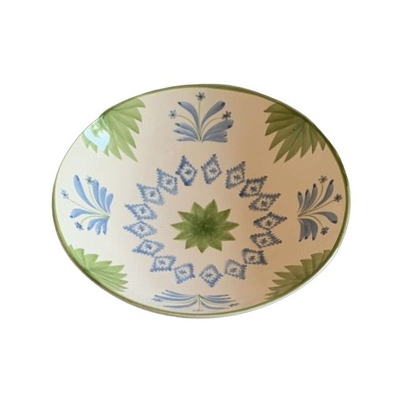 aquerello-green-blue-print-salad-bowl - Aquerello Green & Blue Print Salad Bowl