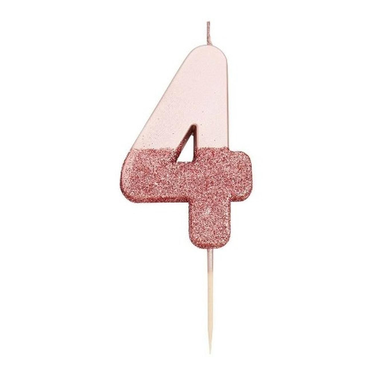tt-we-heart-birthdays-rose-gold-glitter-number-4-candle - TT We Heart Birthdays Rose Gold Glitter Number 4 Candle
