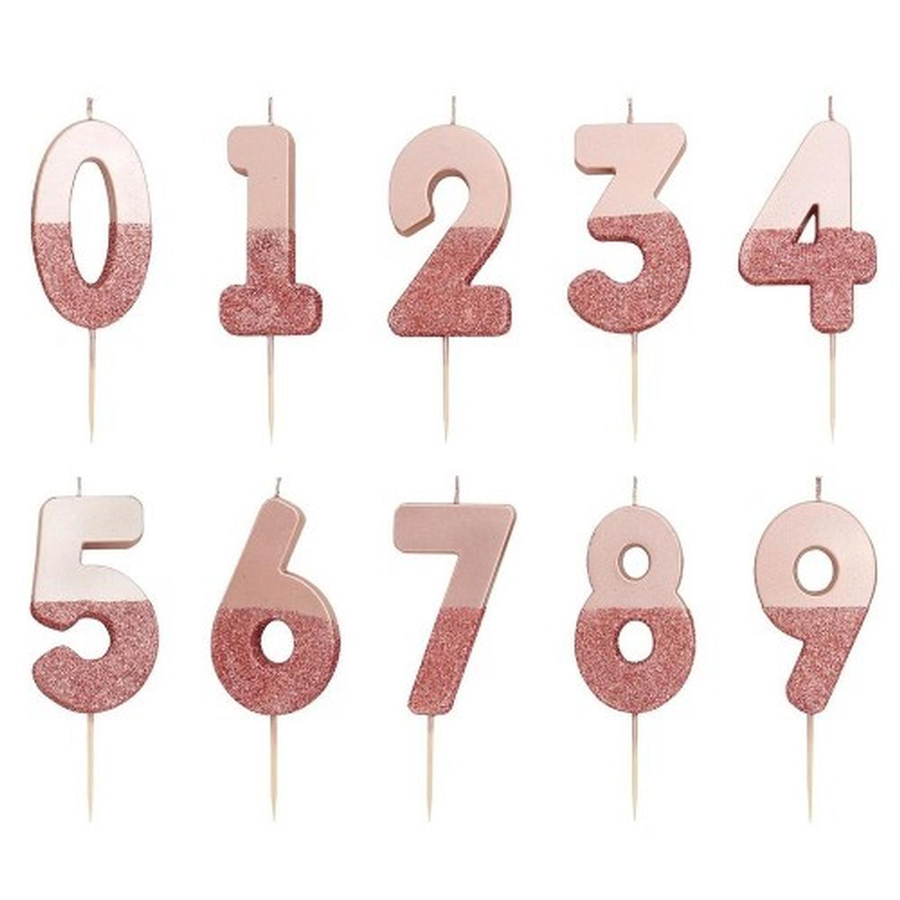 tt-we-heart-birthdays-rose-gold-glitter-number-0-candle - TT We Heart Birthdays Rose Gold Glitter Number Candle