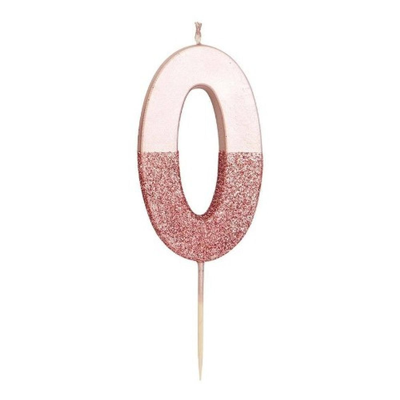 tt-we-heart-birthdays-rose-gold-glitter-number-0-candle - TT We Heart Birthdays Rose Gold Glitter Number 0 Candle