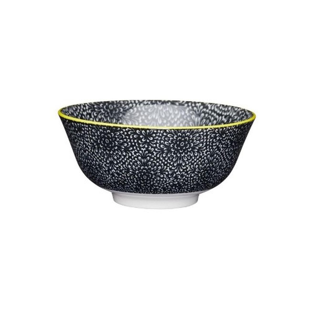 kc-black-white-floral-ceramic-bowl - KitchenCraft Black & White Floral Ceramic Bowl