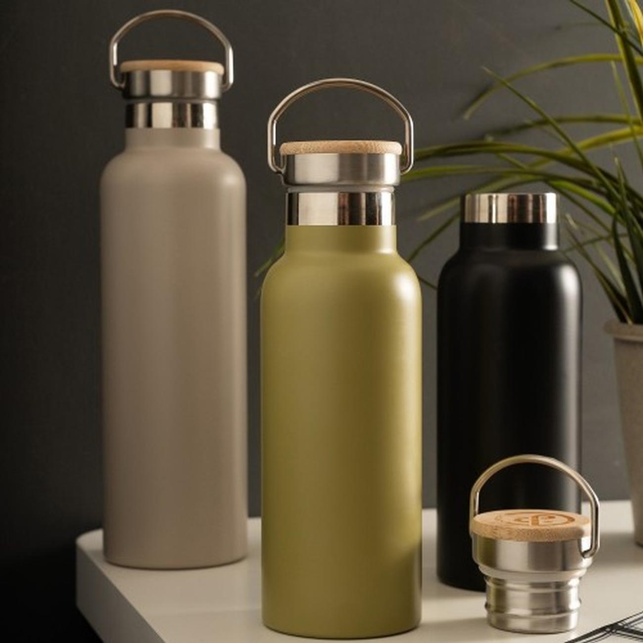 again-dw-bottle-bamboo-midnight - &Again Double Walled 500ml Bottle Bamboo Midnight