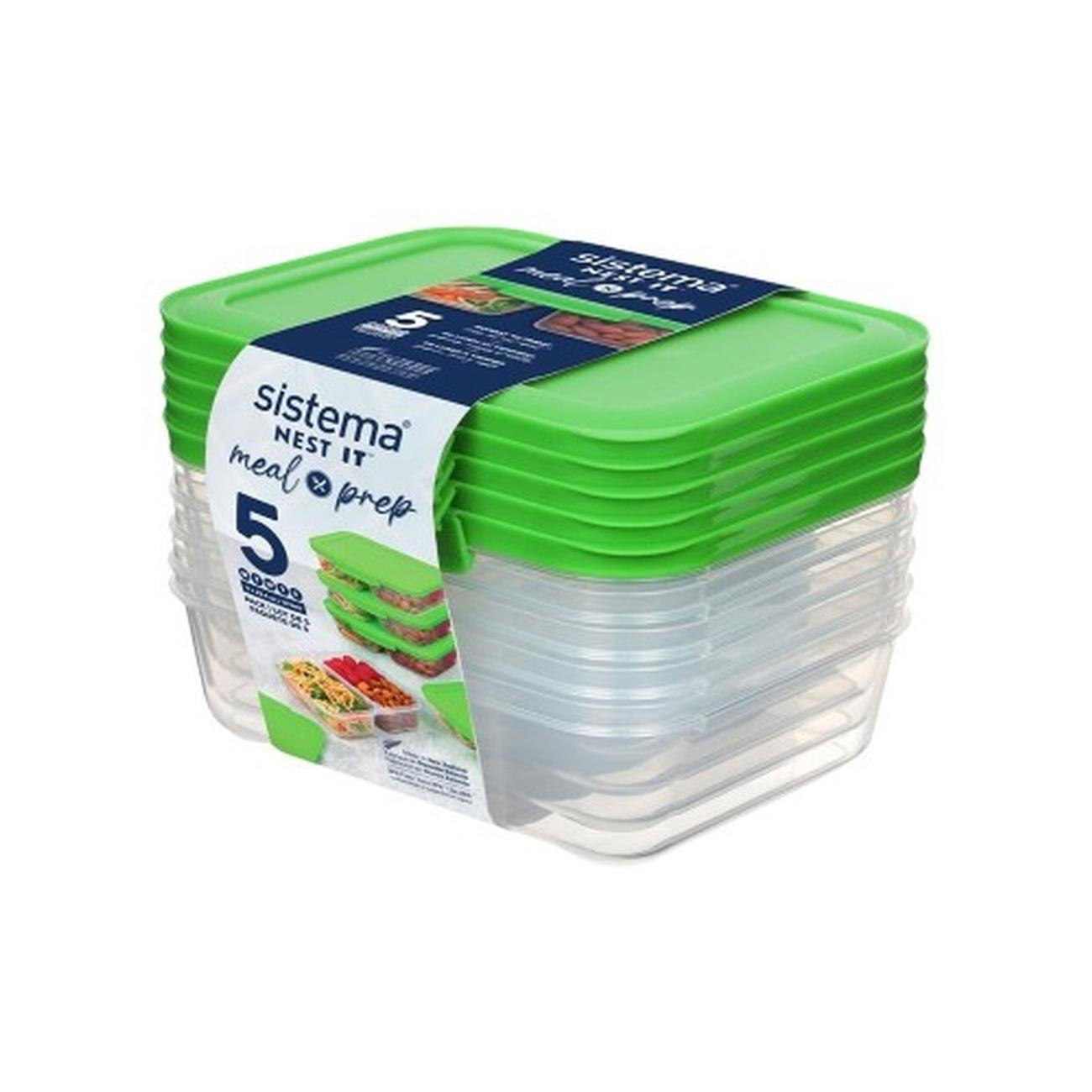 sistema-nest-it-meal-prep-5-pack-870ml - Sistema Nest It Meal Prep 870ml Set of 5 