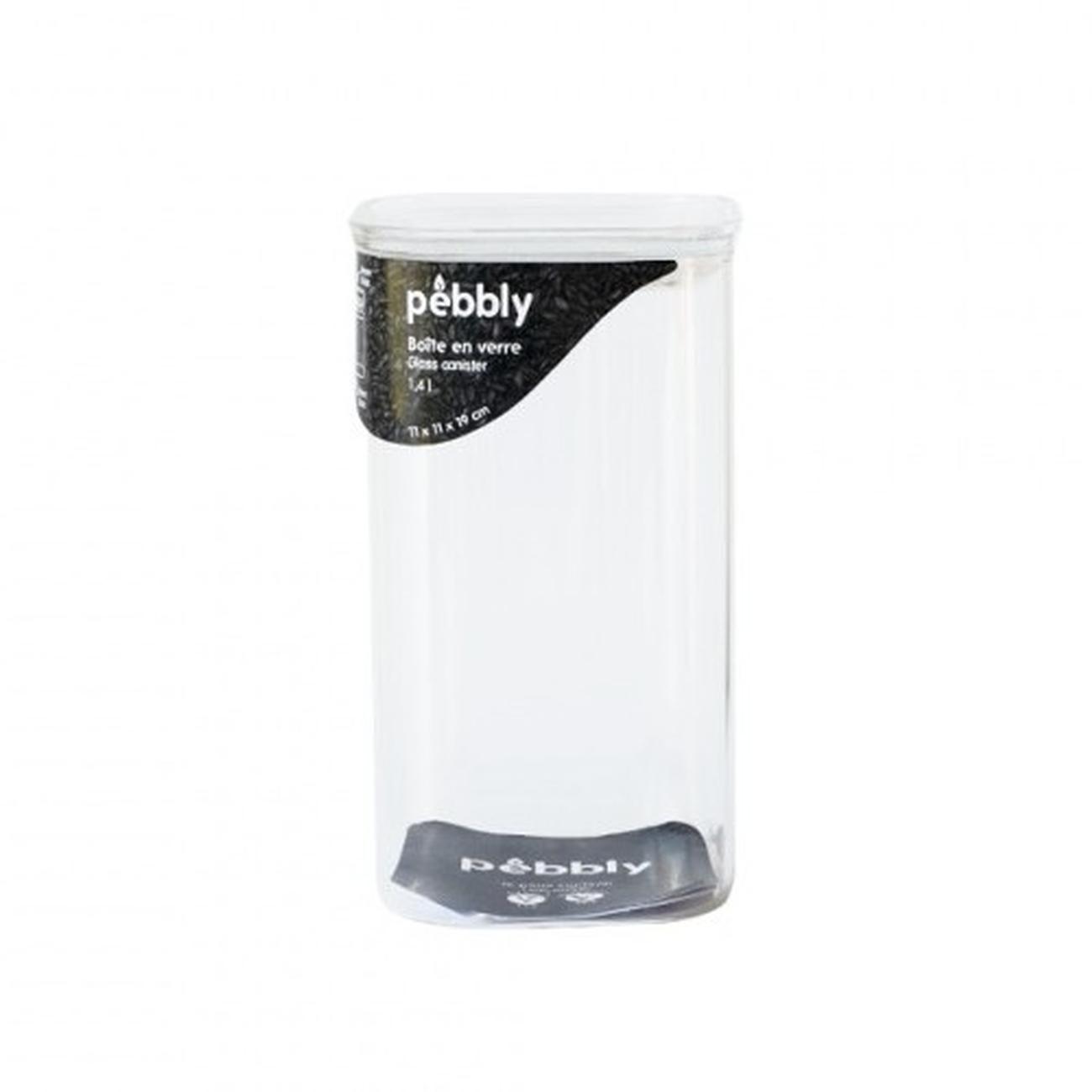 pebbly-square-glass-container-1400ml - Pebbly Square Glass Container 1400ml