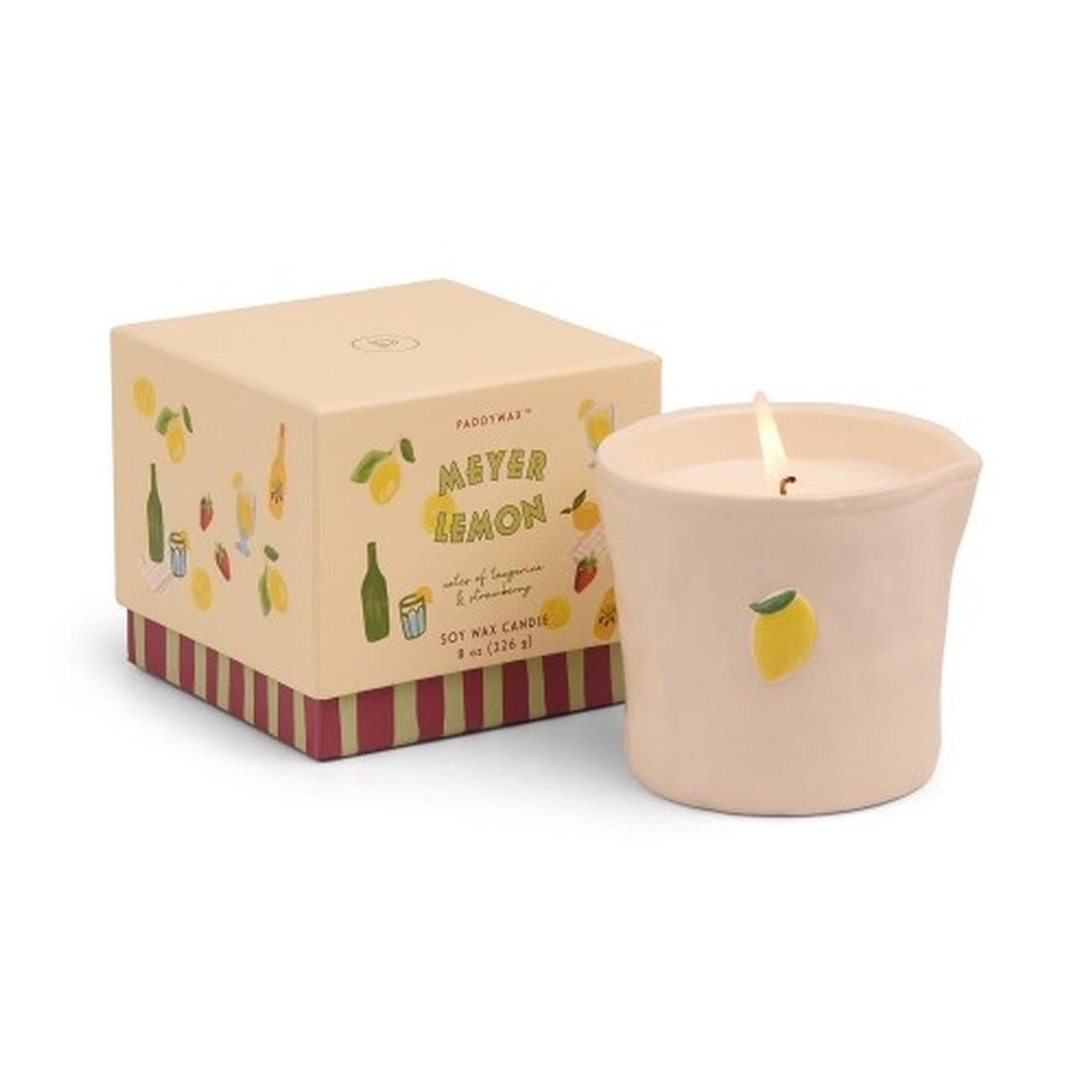 paddywax-bistro-meyer-lemon-candle-8oz - Paddywax Bistro Meyer Lemon Candle Strawberry & Tangerine