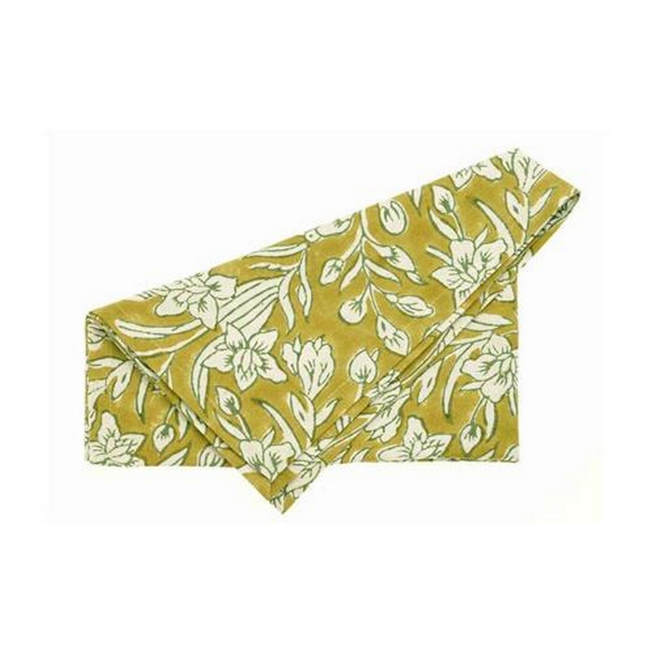 walton-co-lily-hand-block-print-napkin-lemon-set-of-4 - Walton & Co Lily Handblock Print Lemon Napkin Set of 4